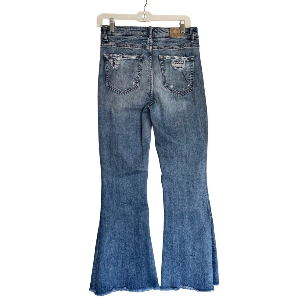 BKE Billie High Rise Flare Jeans Womens 27 Distressed Medium Wash Slim Fit Denim